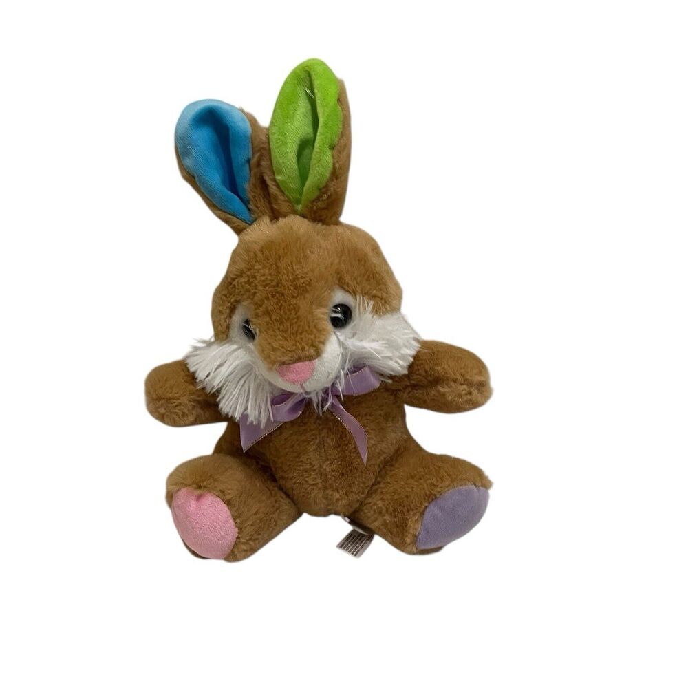 Linzy Brown Bunny Rabbit Easter Different Color Ears Feet Blue Green Pink Purple